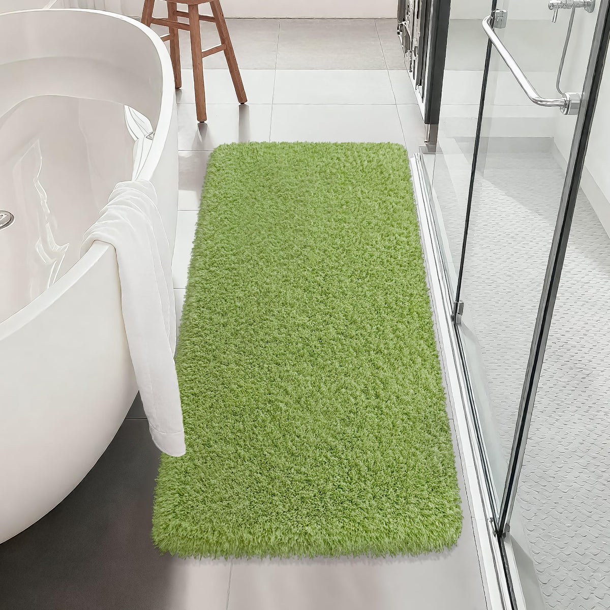 White Bathroom Rugs Non Slip 24"x16",Absorbent Bath Mat Quick Dry