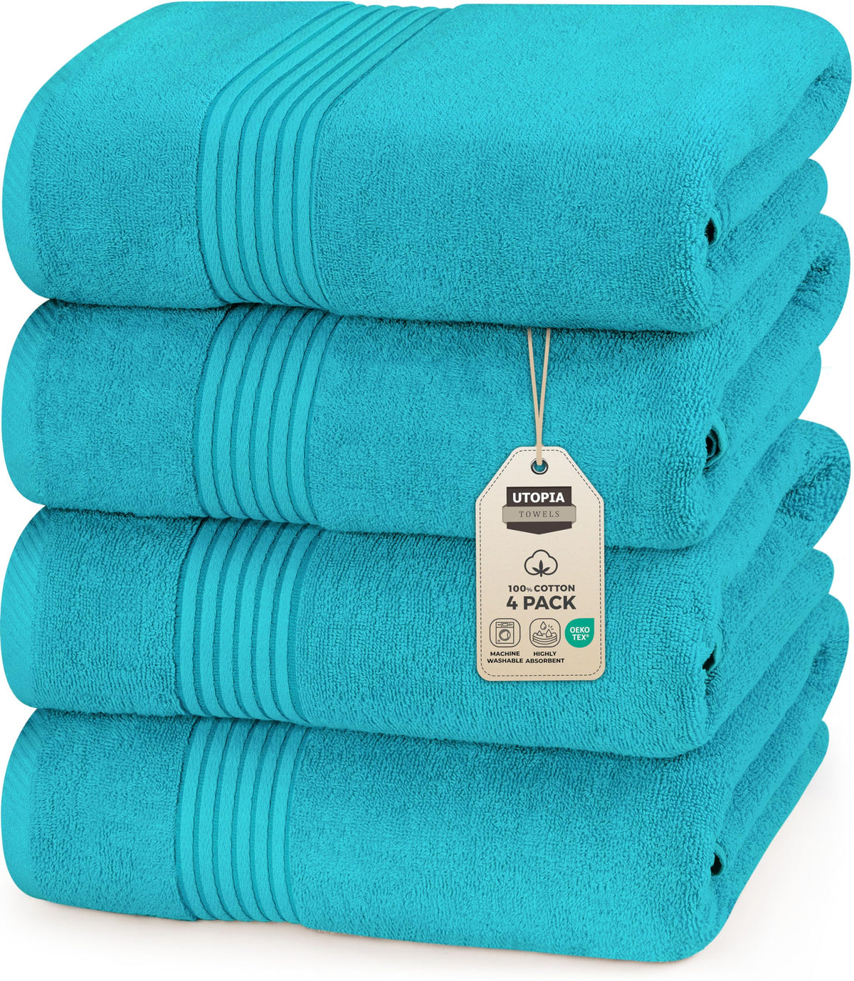 Utopia Towels 4 Pack Bath Towels Set, 27 by 54 Inches, 100% Ring Spun Cotton, Quick Dry, Highly Absorbent, Soft Feel Towels, Perfect for Daily Use, Grey