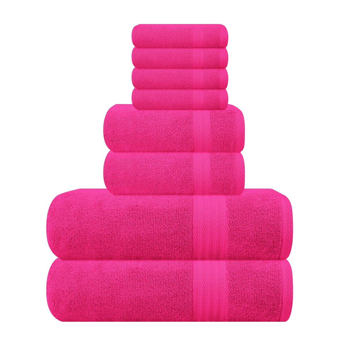 GLAMBURG Ultra Soft 8-Piece Towel Set - 100% Pure Ringspun Cotton, Contains 2 Oversized Bath Towels 27x54, 2 Hand Towels 16x28, 4 Wash Cloths 13x13 - Ideal for Everyday use, Hotel & Spa - Black