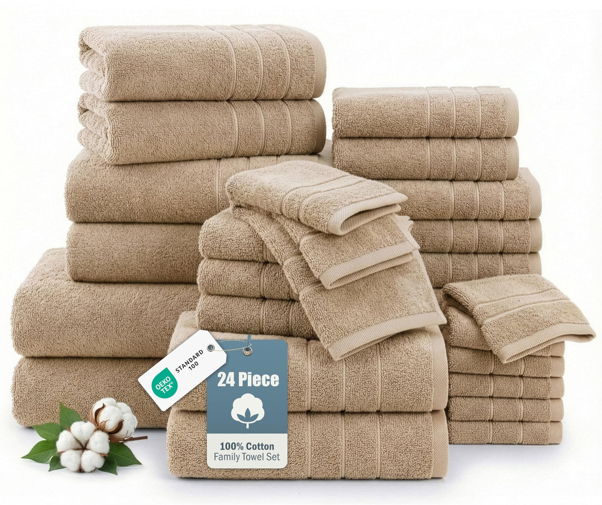 Casa Platino Large Bath Towel Set Absorbent Quick Dry 100% Cotton - White