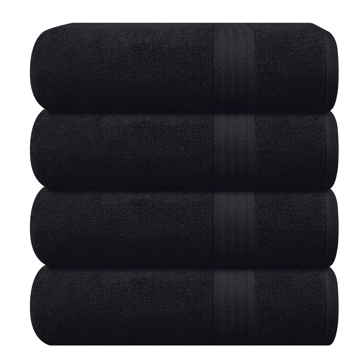 GLAMBURG Ultra Soft 8-Piece Towel Set - 100% Pure Ringspun Cotton, Contains 2 Oversized Bath Towels 27x54, 2 Hand Towels 16x28, 4 Wash Cloths 13x13 - Ideal for Everyday use, Hotel & Spa - Black