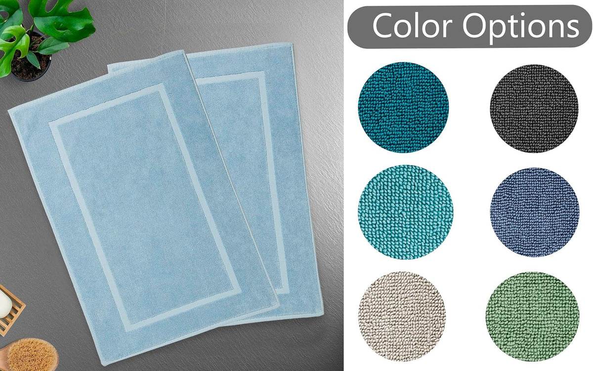 HILLFAIR 900 GSM 100% Cotton Floor Towels - 2 Piece Towels Set - Ocean Blue