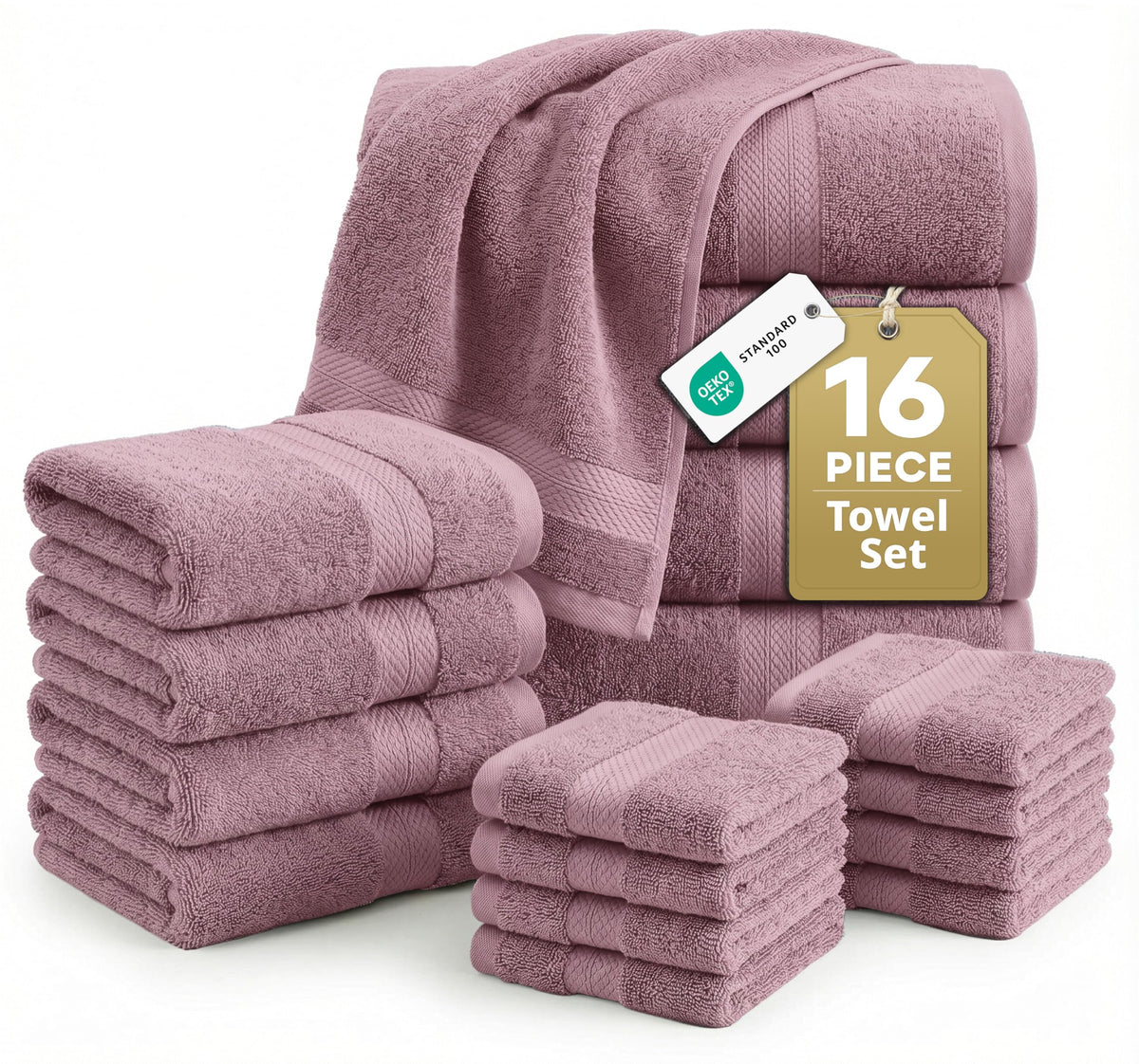 LANE LINEN Bath Towel Set Absorbent Quick Dry 100% Cotton 6 Piece - Navy