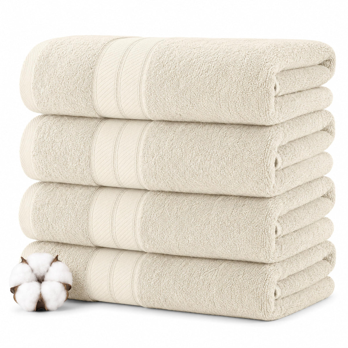 Modern Threads Spun Loft 6 Piece Bath Towel Set – 2 Bath Towels, 2 Hand Towels & 2 Washcloths – 100% Cotton, 600 GSM, Plush, Soft & Absorbent (White)