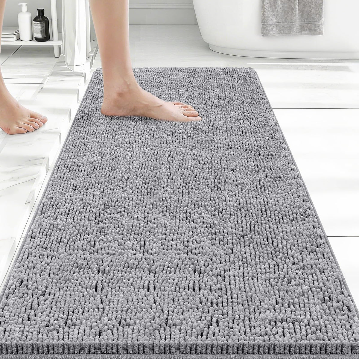 Bcoimo Small Bath Rug Mat,Sage Chenille High Absorbent Bathroom Floor Mats