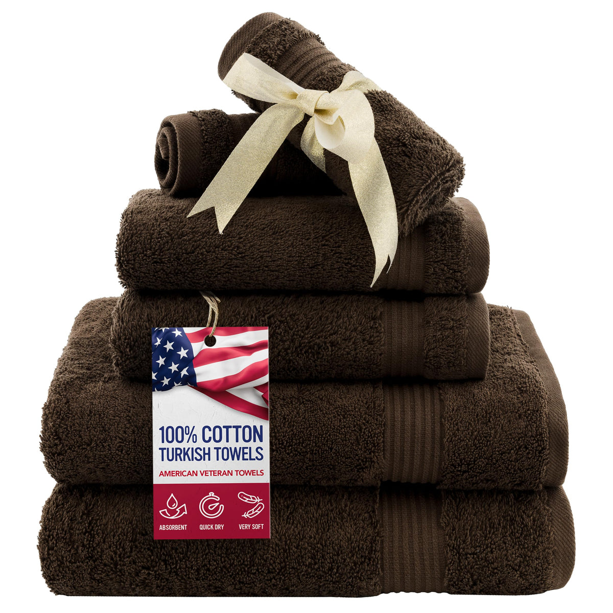 American Veteran Towel, 100% Cotton Turkish Bath Towels for Bathroom 4 Pack, 27x54 Extra Large Premium Soft Drying Bathroom Towels, Navy Blue