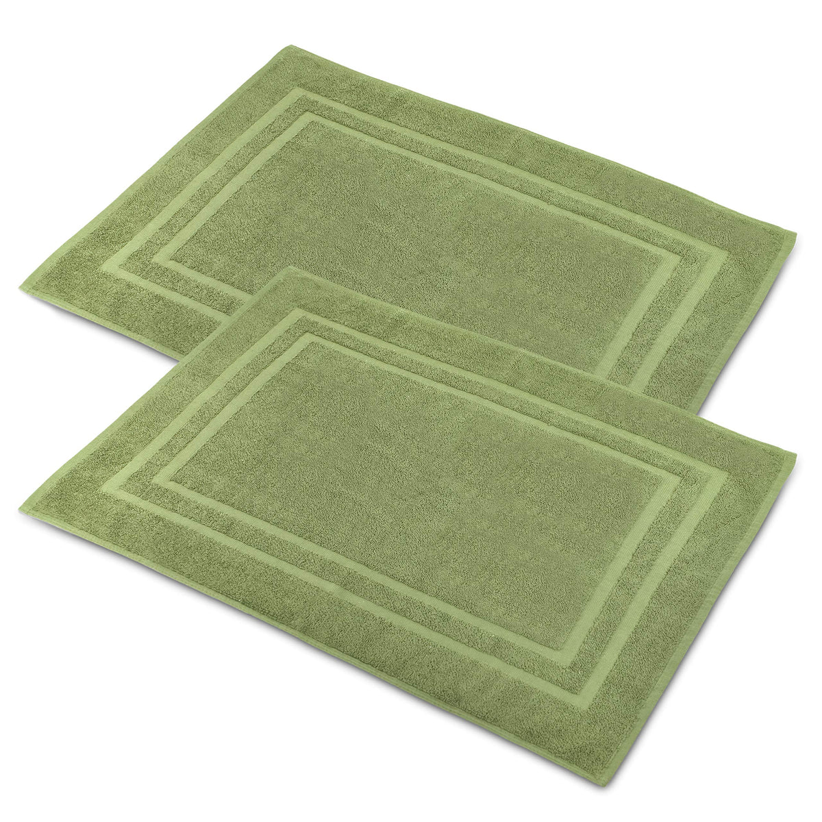 Bath Mat Floor Towel for Bathroom – 22” x 32” Banded Rug - 100% Ring Spun Cotton – Highly Absorbent Machine Washable – 2 Pack White Non Rubber Backing Mats – Shower Spa Hotel