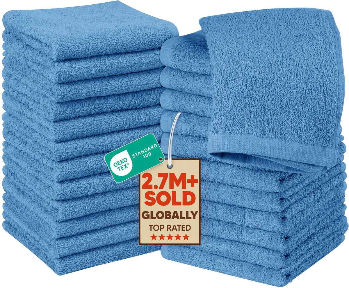 Utopia Towels 24 Pack Cotton Washcloths Set, 100% Ring Spun Cotton, Premium Quality Flannel Face Cloths, Highly Absorbent and Soft Feel Fingertip Towels, White