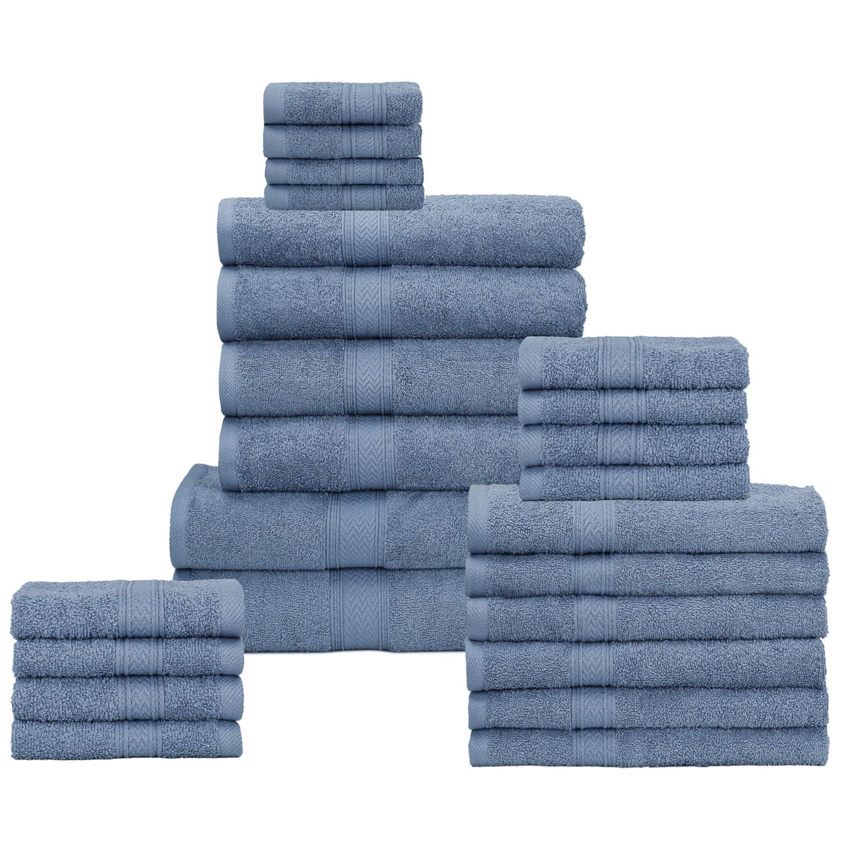 HILLFAIR 900 GSM 100% Cotton Floor Towels - 2 Piece Towels Set - Ocean Blue