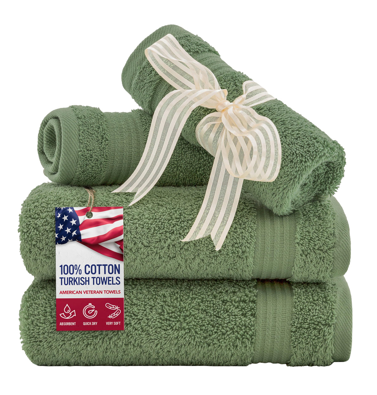 American Veteran Towel, 100% Cotton Turkish Bath Towels for Bathroom 4 Pack, 27x54 Extra Large Premium Soft Drying Bathroom Towels, Navy Blue