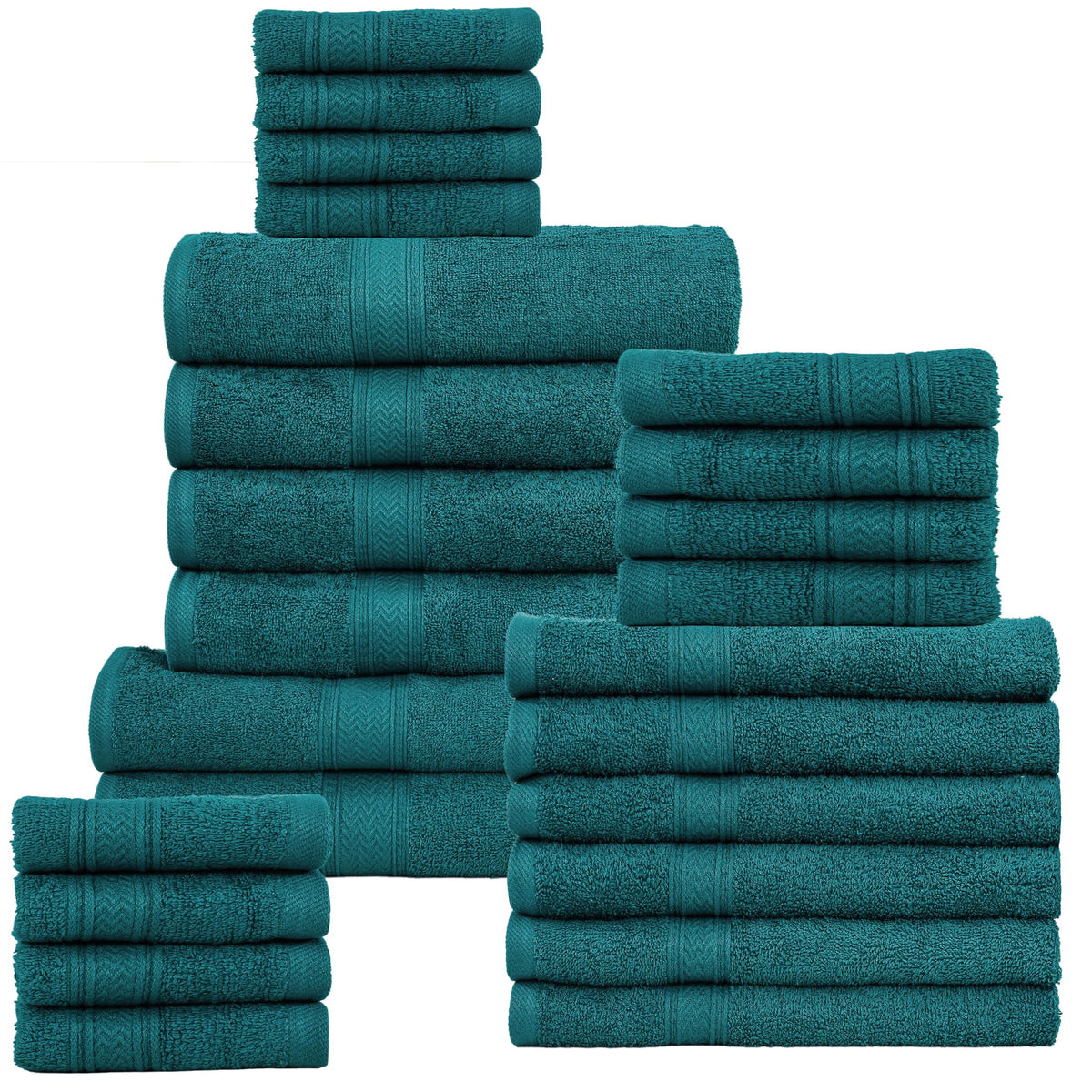 HILLFAIR 900 GSM 100% Cotton Floor Towels - 2 Piece Towels Set - Ocean Blue