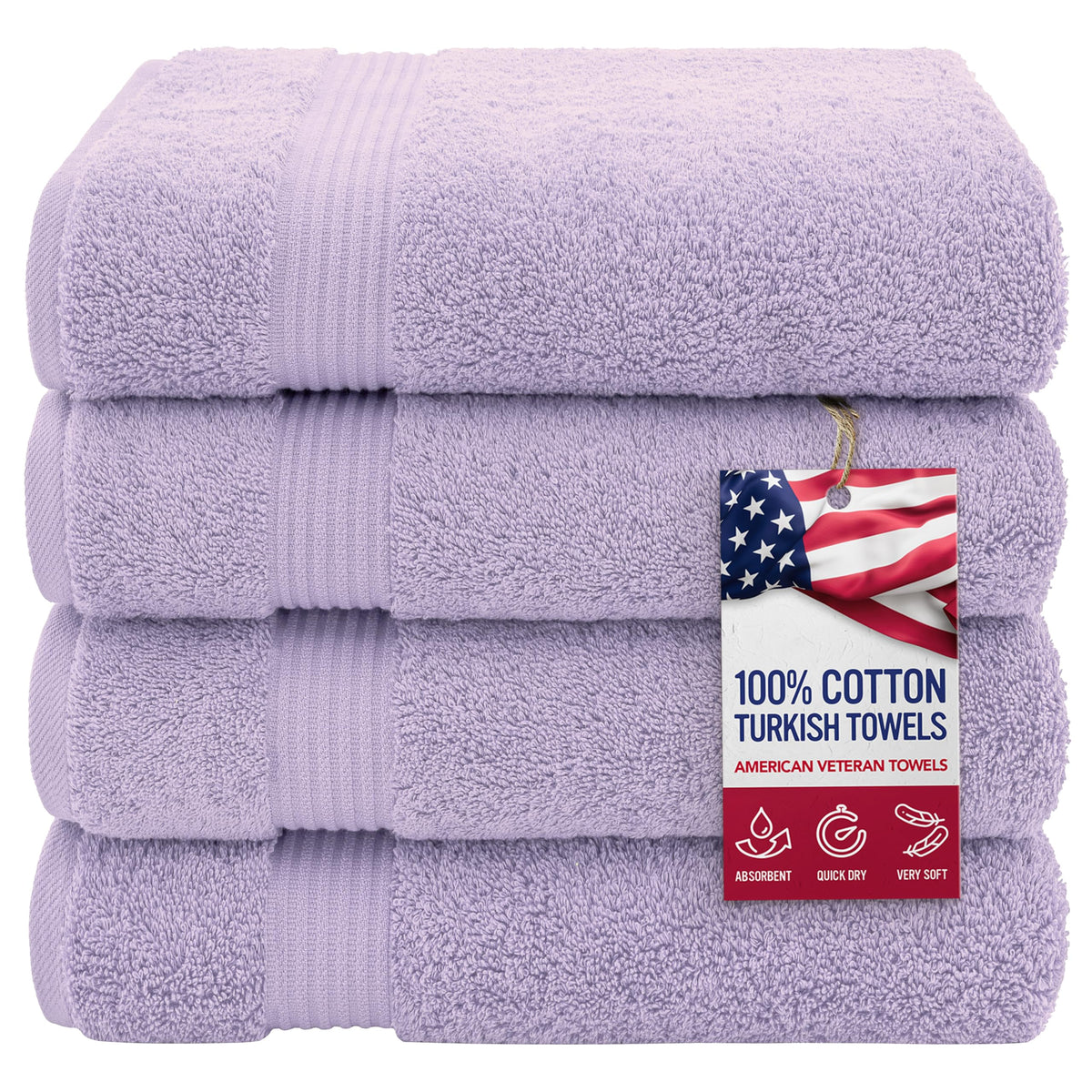 American Veteran Towel, 100% Cotton Turkish Bath Towels for Bathroom 4 Pack, 27x54 Extra Large Premium Soft Drying Bathroom Towels, Navy Blue