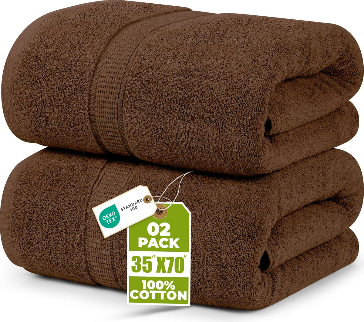 Utopia Towels Jumbo Bath Sheets, 2 Pack, 35x70 in, 600 GSM Cotton, White