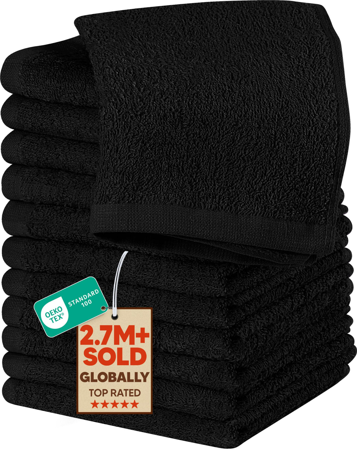 Utopia Towels 24 Pack Cotton Washcloths Set, 100% Ring Spun Cotton, Premium Quality Flannel Face Cloths, Highly Absorbent and Soft Feel Fingertip Towels, White