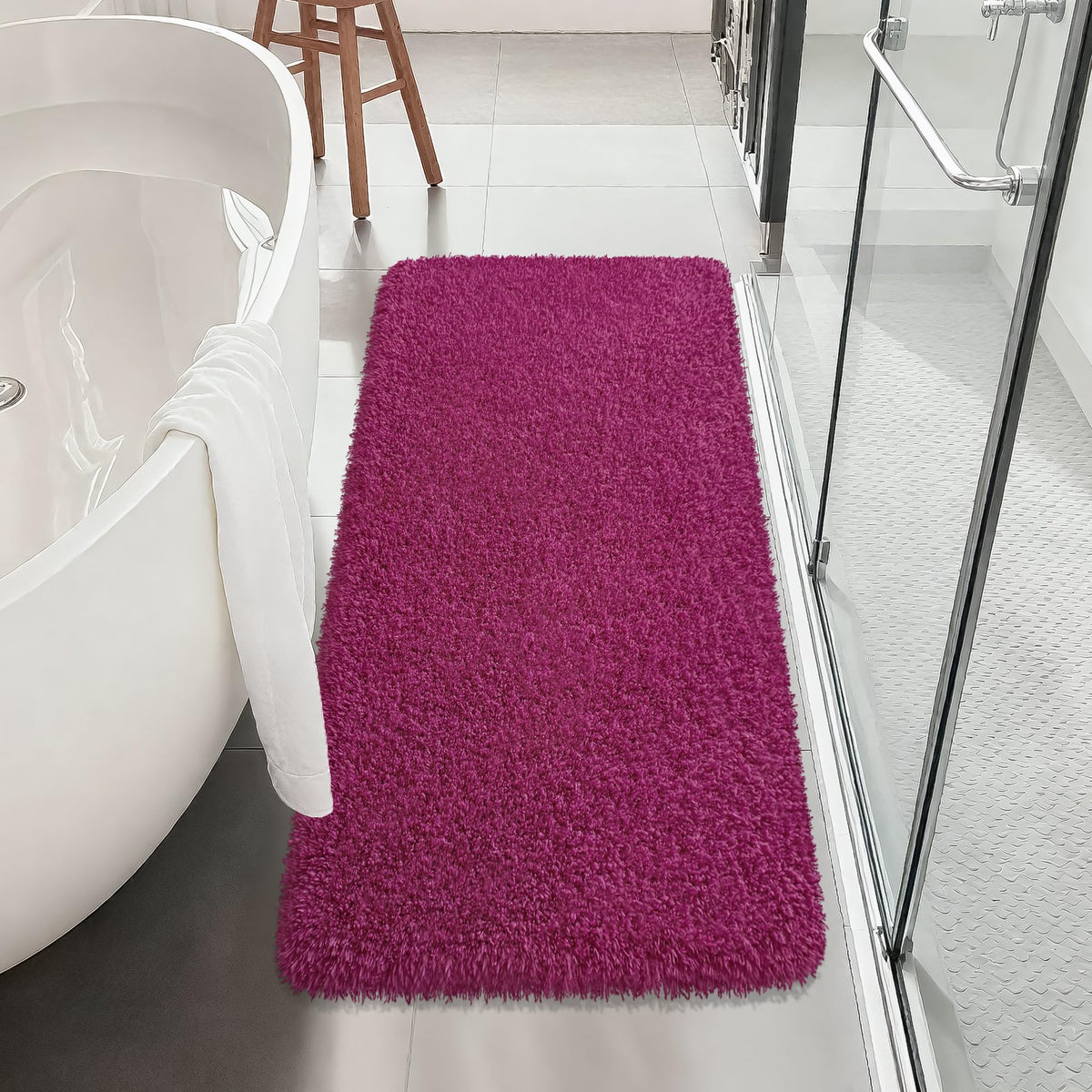 White Bathroom Rugs Non Slip 24"x16",Absorbent Bath Mat Quick Dry