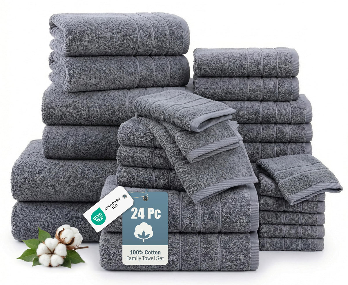 Casa Platino Large Bath Towel Set Absorbent Quick Dry 100% Cotton - White