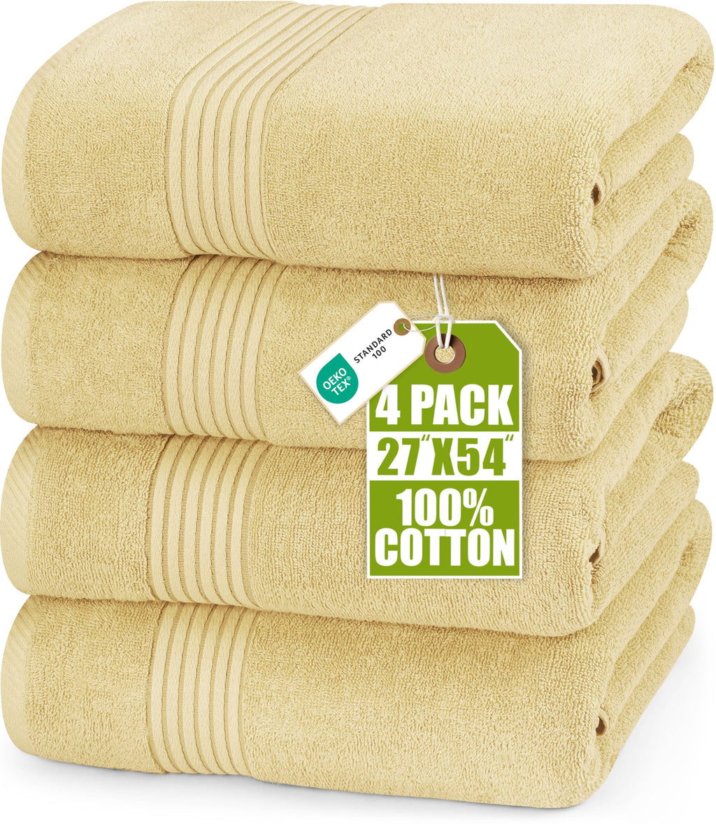Utopia Towels 4 Pack Bath Towels Set, 27 by 54 Inches, 100% Ring Spun Cotton, Quick Dry, Highly Absorbent, Soft Feel Towels, Perfect for Daily Use, Grey