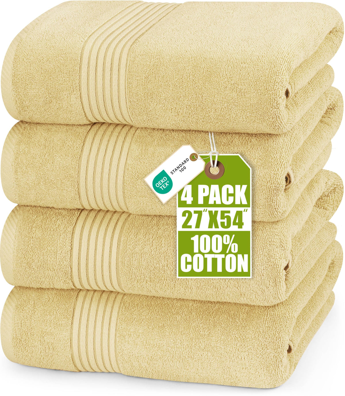 Utopia Towels 4 Pack Bath Towels Set, 27 by 54 Inches, 100% Ring Spun Cotton, Quick Dry, Highly Absorbent, Soft Feel Towels, Perfect for Daily Use, Grey