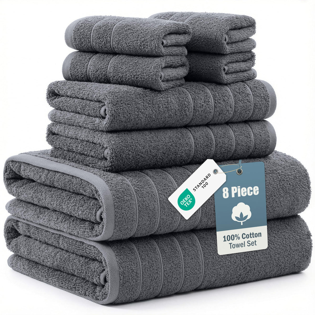 Casa Platino Large Bath Towel Set Absorbent Quick Dry 100% Cotton - White