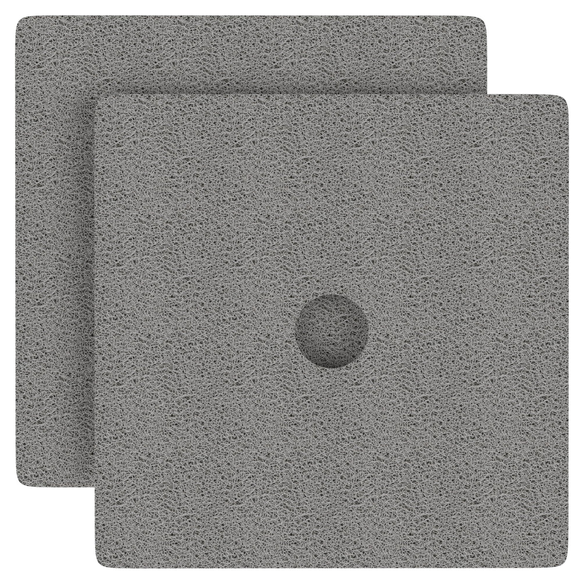 HITSLAM Square Shower Mat, 24 x 24 Inch Non Slip Bath Mat for Tub, Soft PVC Loofah Bathtub Mats with Drain Holes, Quick Drying Bathroom Stall Floor Mat, Bathroom Accessories Without Suction Cup, Grey