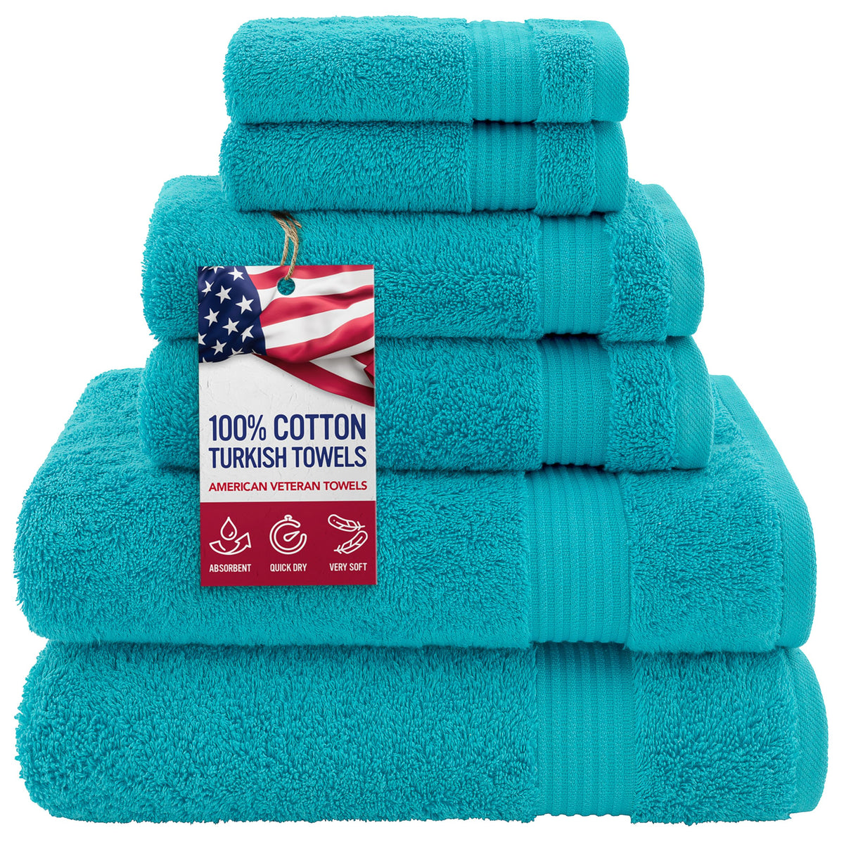 American Veteran Towel, 100% Cotton Turkish Bath Towels for Bathroom 4 Pack, 27x54 Extra Large Premium Soft Drying Bathroom Towels, Navy Blue