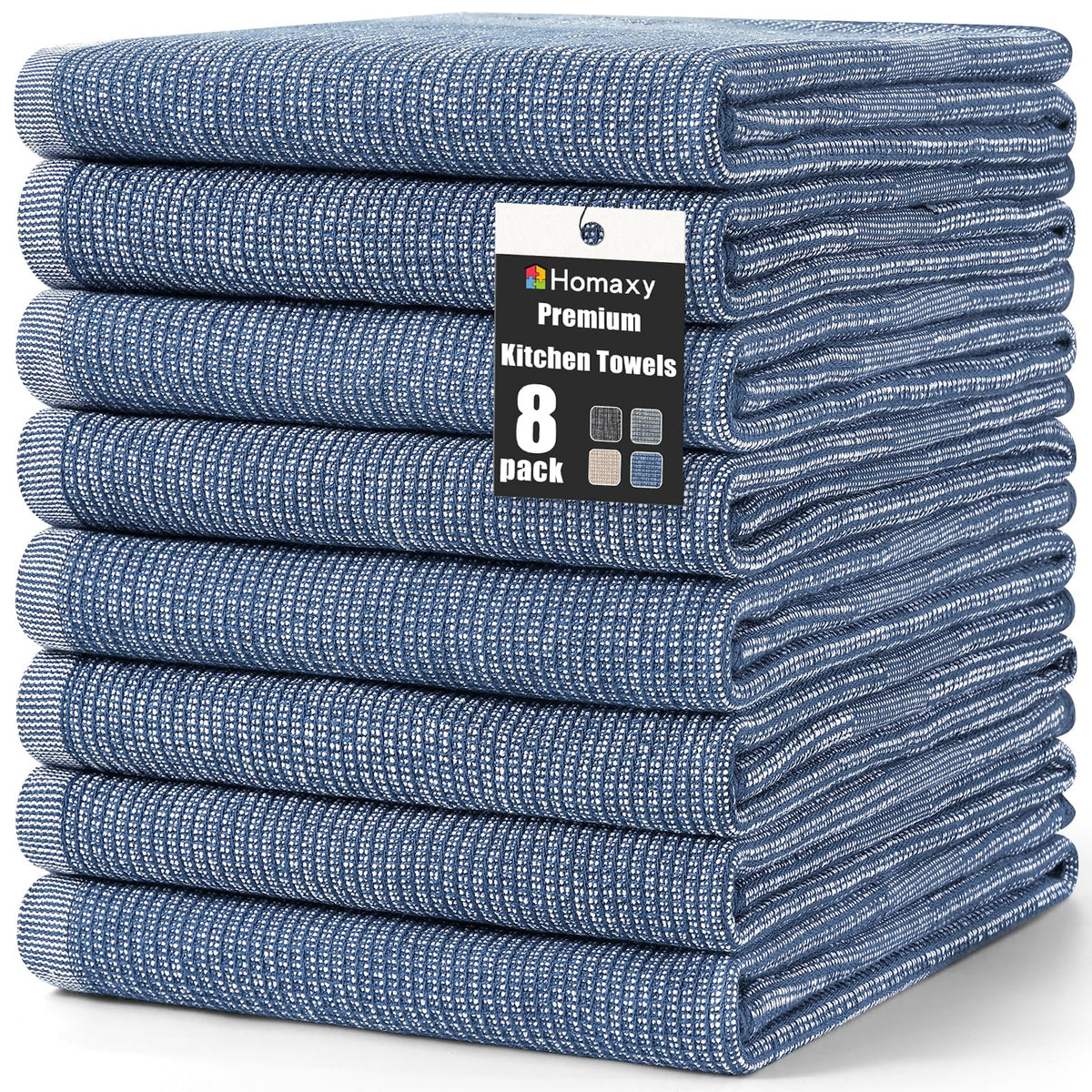Homaxy 380 GSM Cotton Premium Kitchen Towels 6 Pack, 18"x 28", Khaki