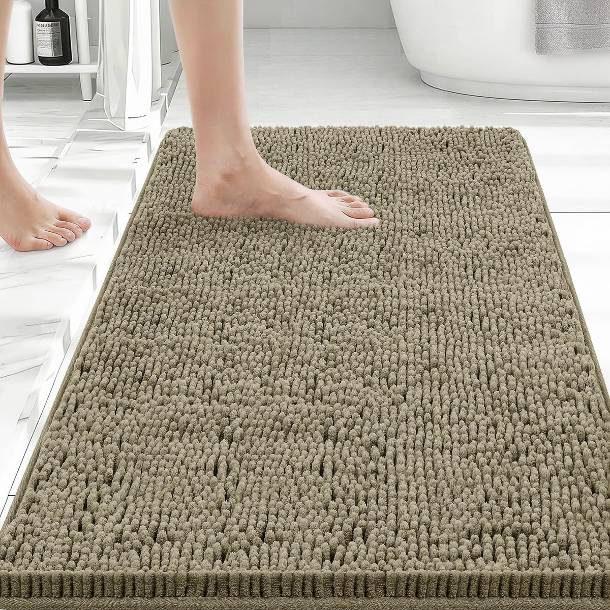 Bcoimo Small Bath Rug Mat,Sage Chenille High Absorbent Bathroom Floor Mats