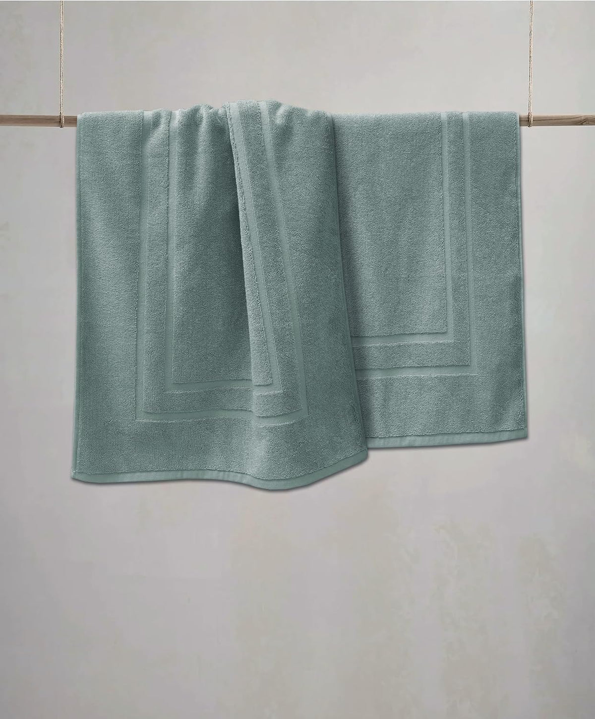 Feather & Stitch 100% Cotton Bath Mats 2 Piece 30x21 Inches, Granite Green