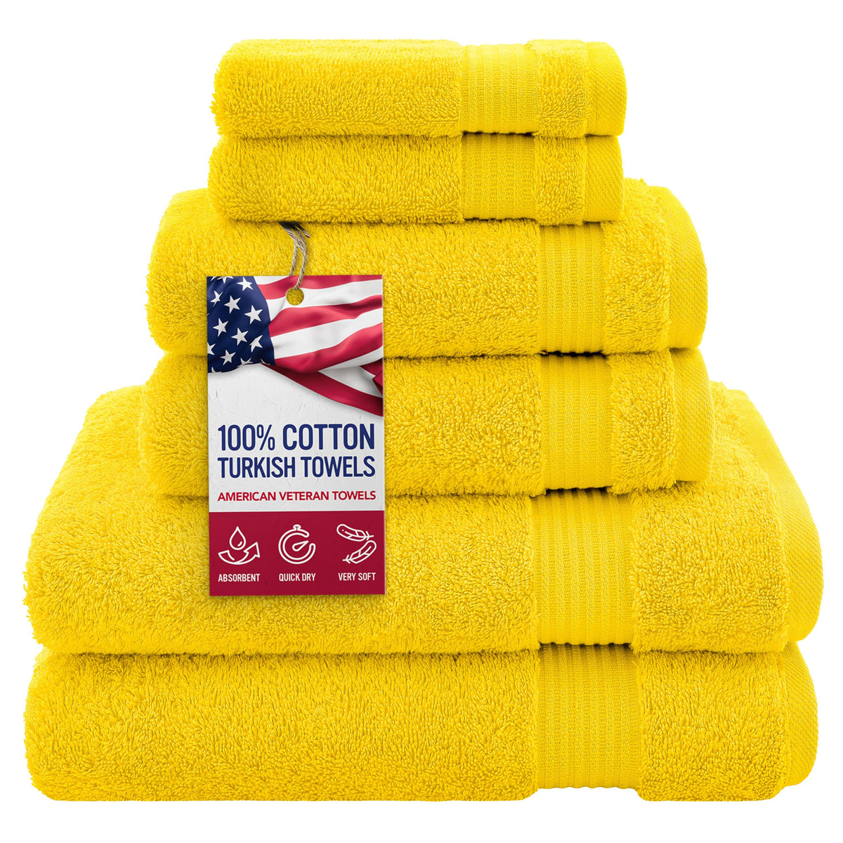 American Veteran Towel, 100% Cotton Turkish Bath Towels for Bathroom 4 Pack, 27x54 Extra Large Premium Soft Drying Bathroom Towels, Navy Blue