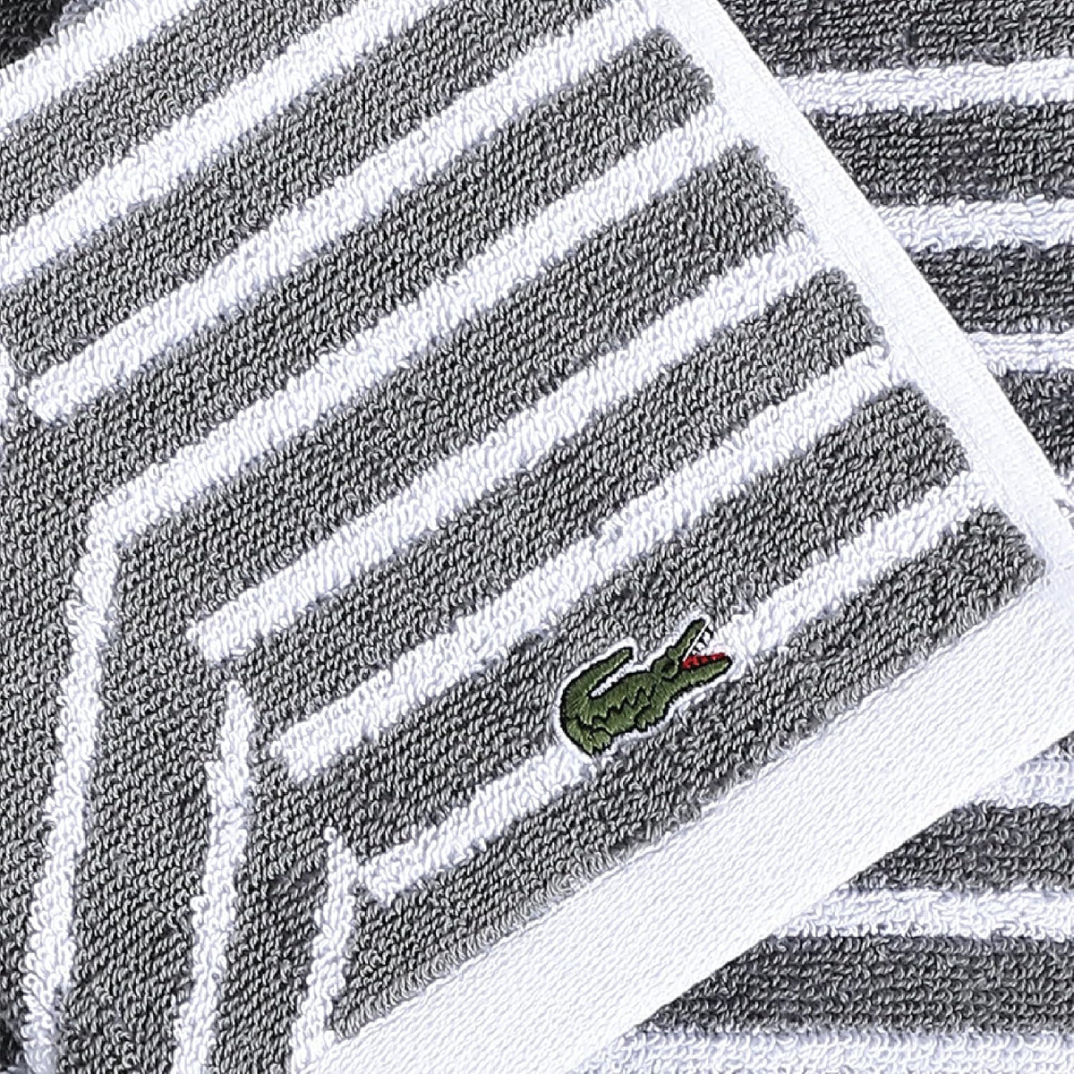 Lacoste Guethary Striped 100% Cotton Bath Towel, Meteorite, 30"x54"