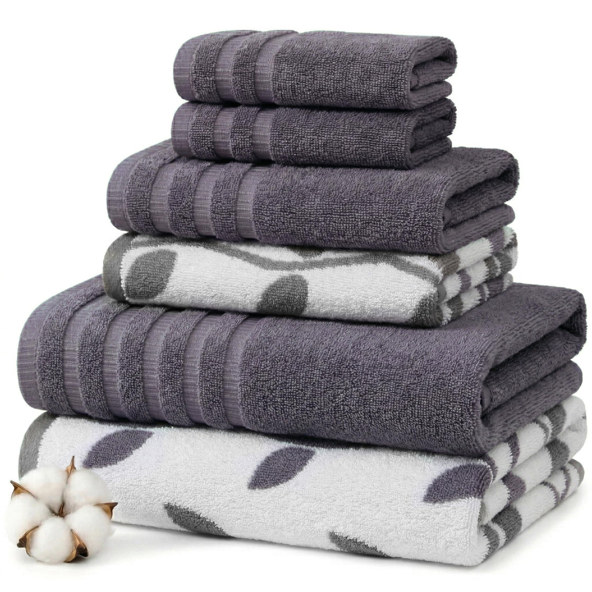 Modern Threads 6 Piece Bath Towel Set – Bathroom Set with 2 Bath Towels, 2 Hand Towels, and 2 Wash Cloths – 100% Cotton, Super Absorbent & Extra Soft – Reversible Classic Diamond (Aqua)