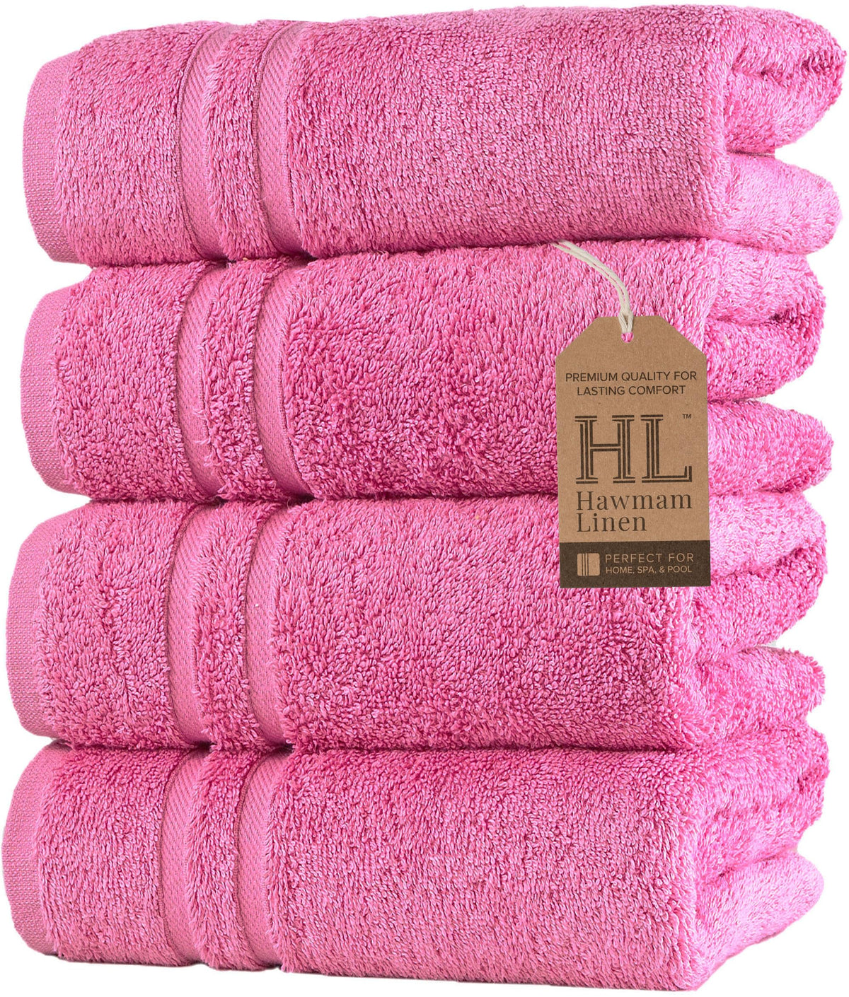 Hawmam Linen White Bath Towels 4 Pack 27 x 54 Inches 100% Turkish Cotton Soft Lightweight and Highly Absorbent Quick Drying Towels, Premium Quality Perfect for Daily Use