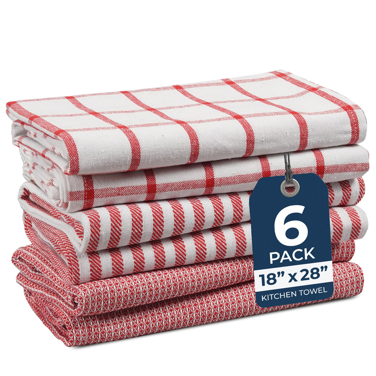 LANE LINEN Dish Towels for Kitchen 100% Cotton Tightly Woven 6 Pack - Olive