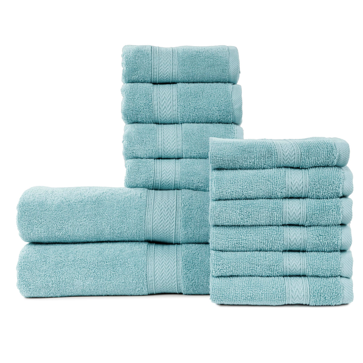 HILLFAIR 900 GSM 100% Cotton Floor Towels - 2 Piece Towels Set - Ocean Blue