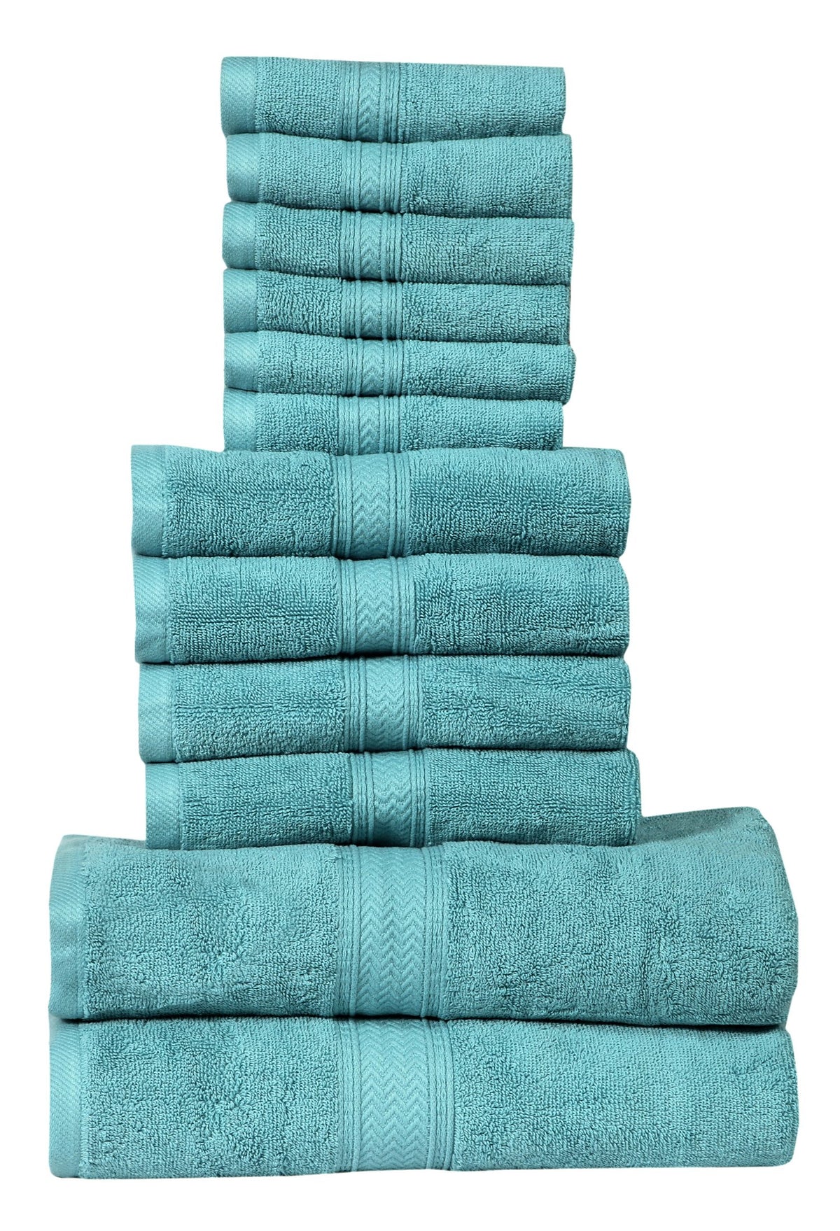 HILLFAIR 900 GSM 100% Cotton Floor Towels - 2 Piece Towels Set - Ocean Blue