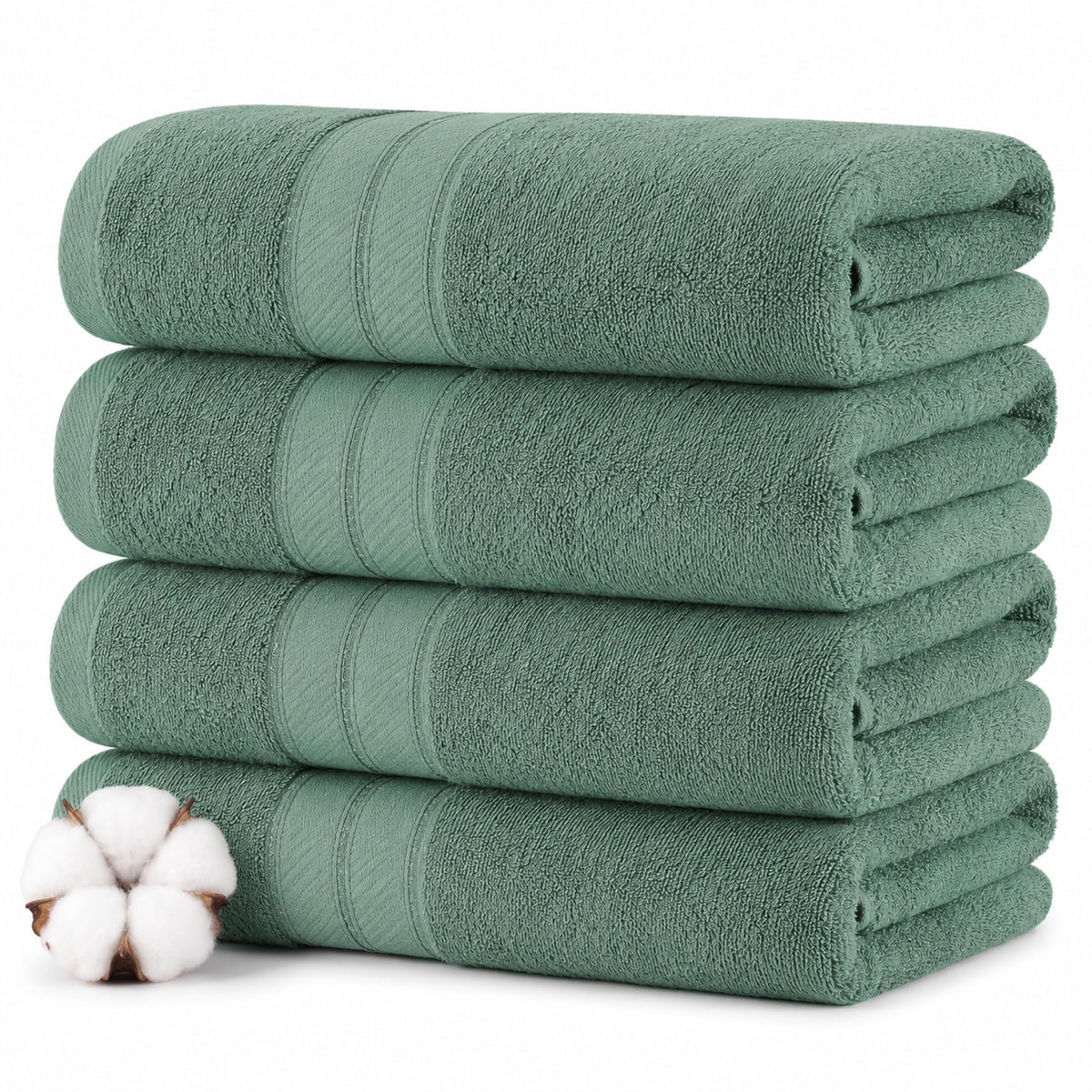 Modern Threads Spun Loft 6 Piece Bath Towel Set – 2 Bath Towels, 2 Hand Towels & 2 Washcloths – 100% Cotton, 600 GSM, Plush, Soft & Absorbent (White)