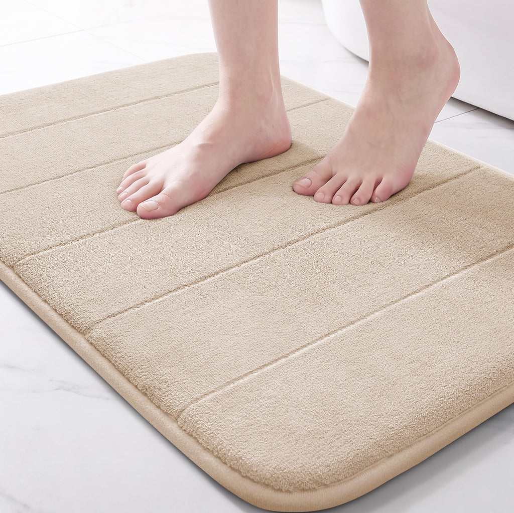 Yimobra Memory Foam Bath Mat, Super Soft Absorbent Bathroom Rug Non Slip, Quick Dry, Machine Washable Floor Carpet for Tub Shower, Home Decor Accessories, 24x17, Grey