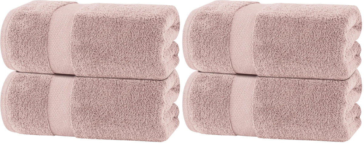 Wealuxe White Bath Towels Set of 4 — 27 x 54 Inch, 100% Ring Spun Cotton 650GSM, Extra Absorbent, Soft White Towels for Bathroom, Shower, Hotel, Spa