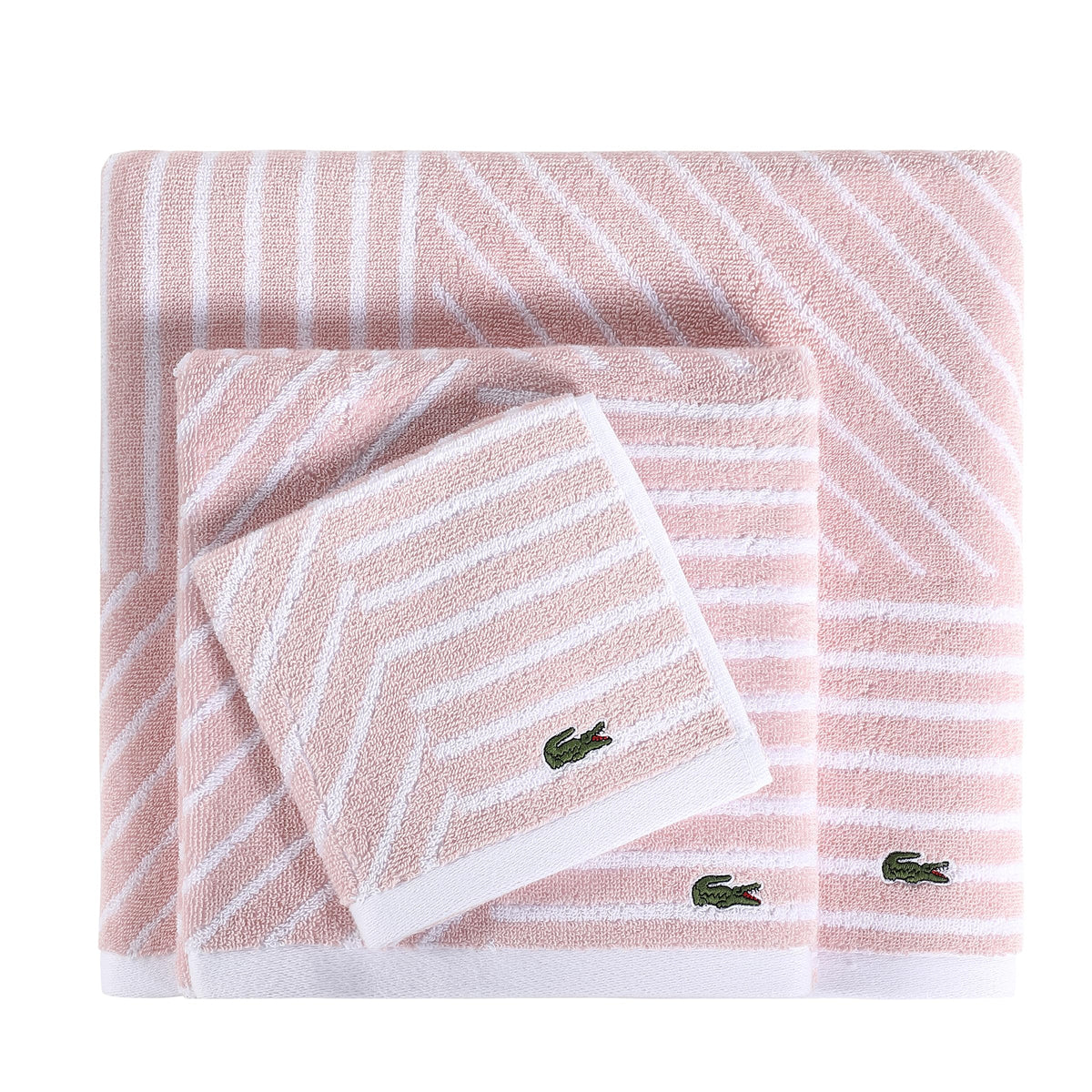 Lacoste Guethary Striped 100% Cotton Bath Towel, Meteorite, 30"x54"