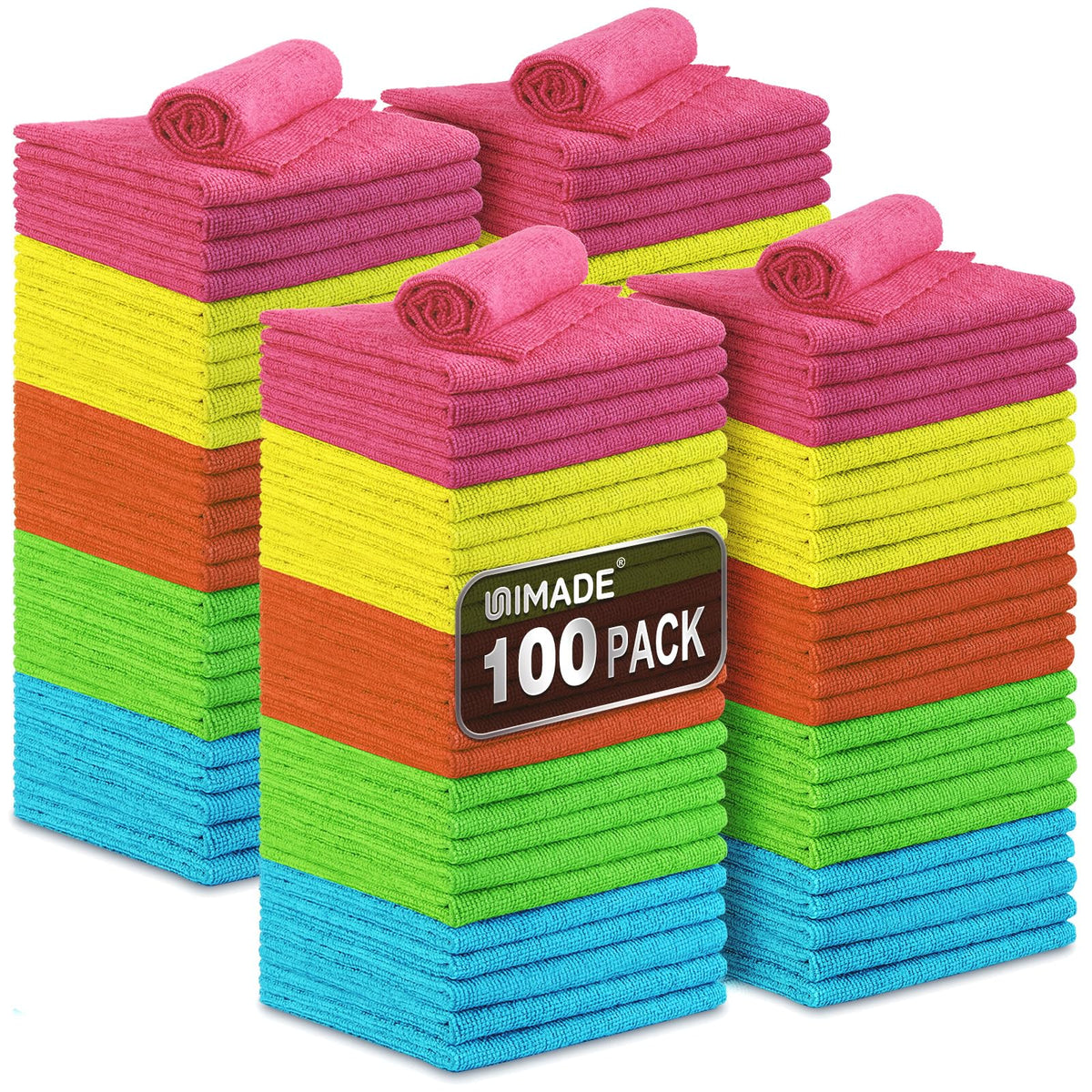 UNIMADE Shop Towels, 100 Pack Commercial Grade Work Rags Microfiber Towel