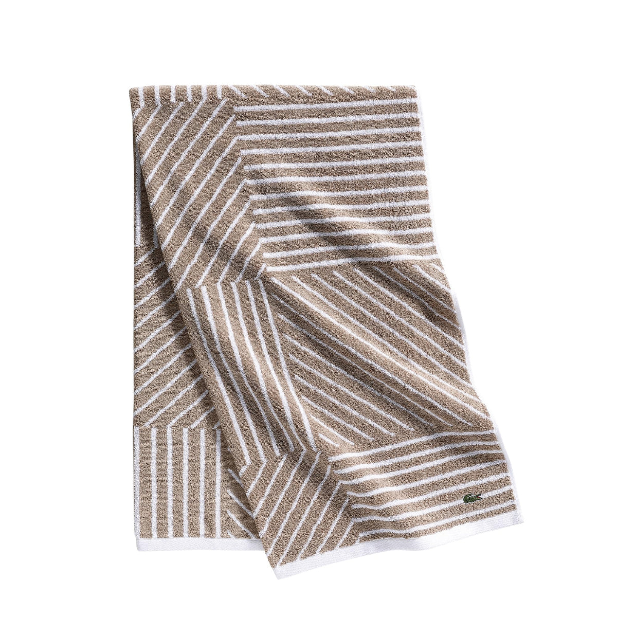 Lacoste Guethary Striped 100% Cotton Bath Towel, Meteorite, 30"x54"