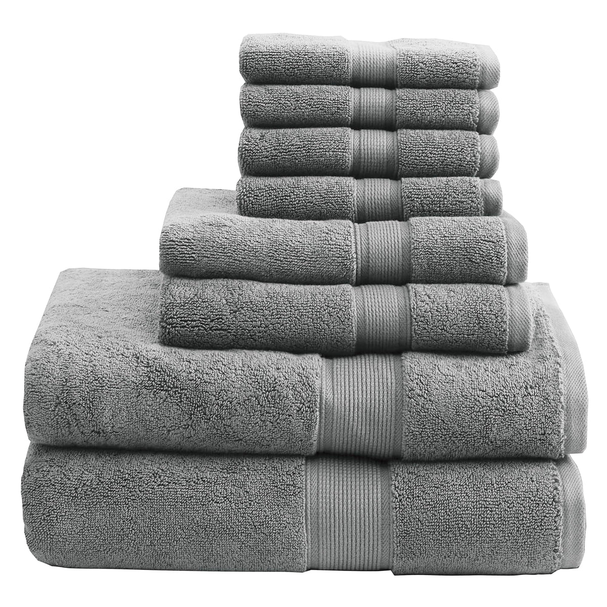 Madison Park 800GSM 100% Cotton Bathroom Bath Towel Set of 8, Light Blue
