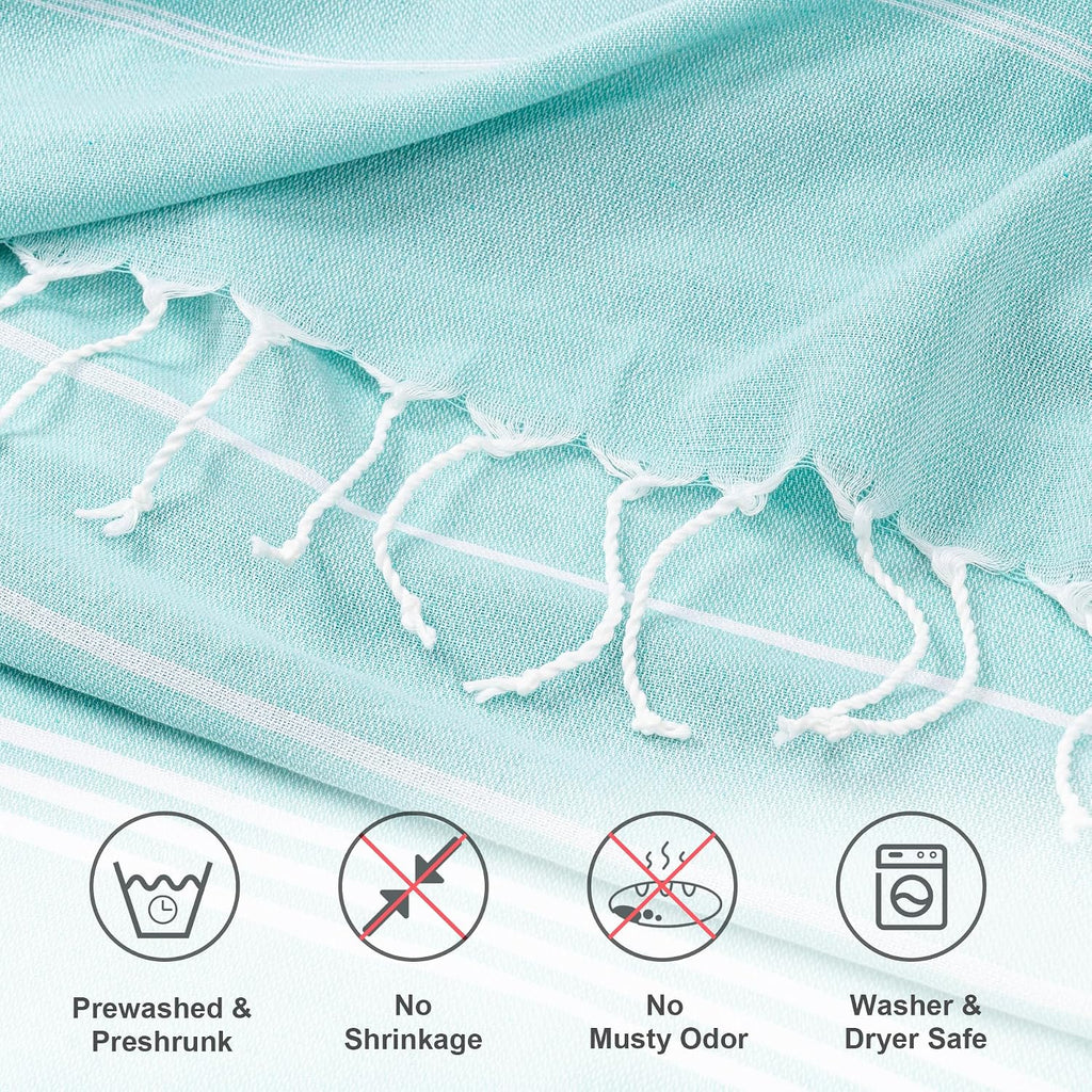 Turkish Beach Towel, 36"x71" Quick Dry Sand Free Oversized Towel, Aqua