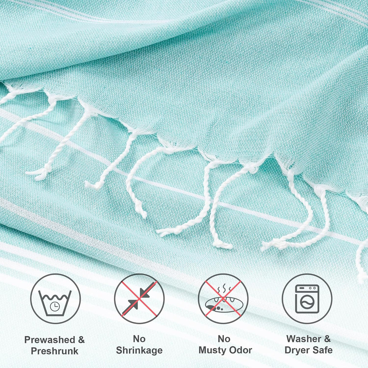 Turkish Beach Towel, 36"x71" Quick Dry Sand Free Oversized Towel, Aqua