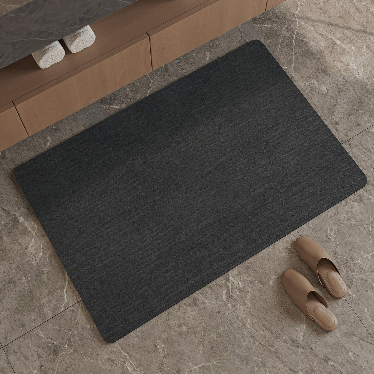Mecko Bath Mat 16"x24",Ultra Thin Bathroom Rug fit Under Door Light Grey