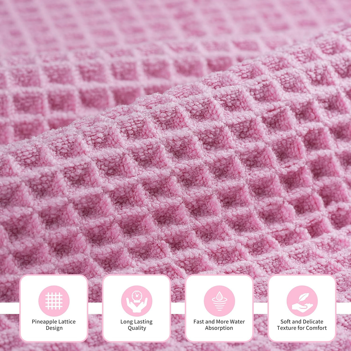 MICROFI Microfiber Waffle Bath Towels, 3 Pieces, Oversized, Soft, Absorbent, Fast Drying, Lint Free, Includes Bath, Face and Hand Towels 430 GSM