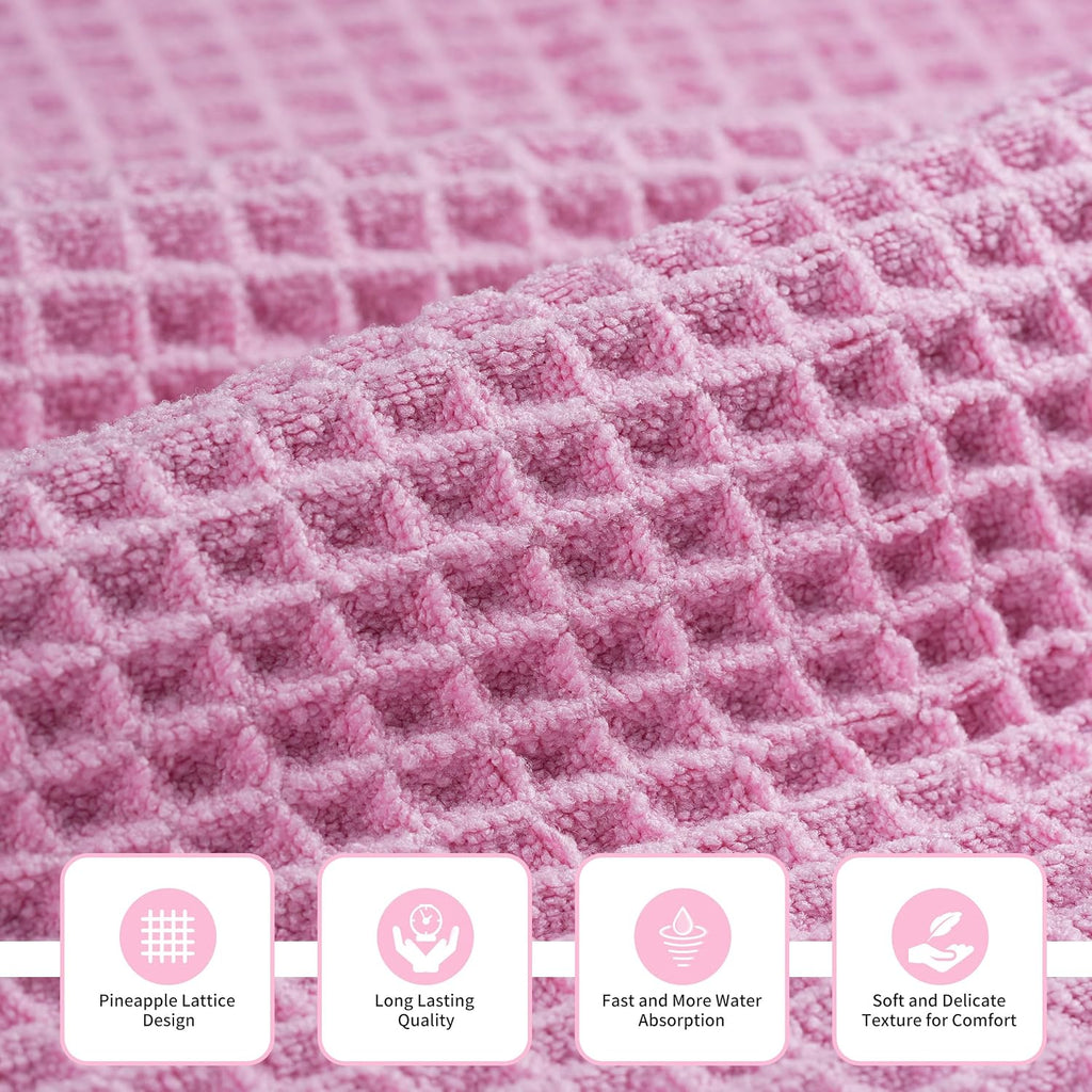 MICROFI Microfiber Waffle Bath Towels, 3 Pieces, Oversized, Soft, Absorbent, Fast Drying, Lint Free, Includes Bath, Face and Hand Towels 430 GSM