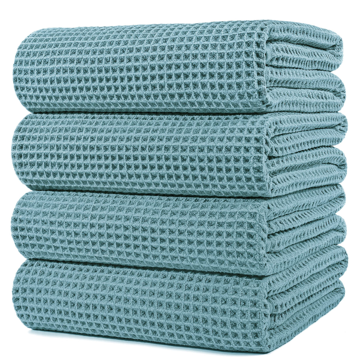POLYTE 430 GSM Poly Blend Microfiber Quick Dry Waffle Bath Towel, 30x60 in