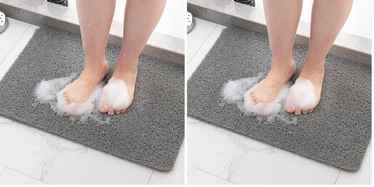 Hargiis Non Slip Bathtub Mat, Anti Slip Shower Mat, Fast Drying Bath Tub Mats, Foot Scrubber Mat, Anti Slip Mat for Tub, Floor, Bathroom, Home, Kitchen, Hotel (Grey 24"x16")