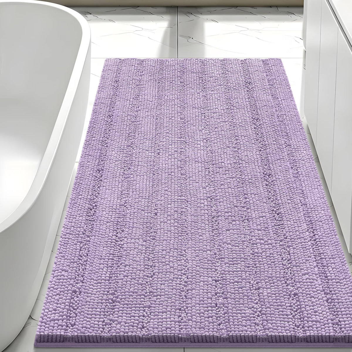 Bcoimo Small Bath Rug Mat,24x17 Chenille Non Slip Black Bathroom Floor Mats